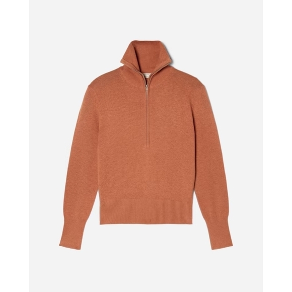 Everlane Sweater Women Brown The Luxe Merino Half Zip Camel Tawny Tan Yak - Picture 16 of 16